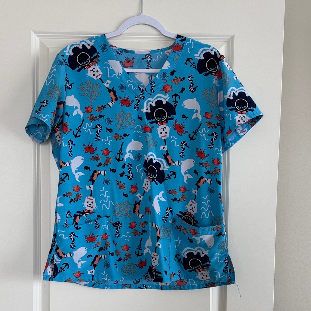 Cat Pirate Scrub Top